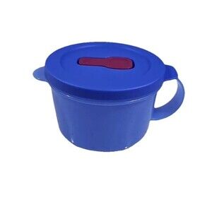 Tupperware CrystalWave Microwave Reheatable Soup Cup Mug 16 Oz. Vent Blue 3155B